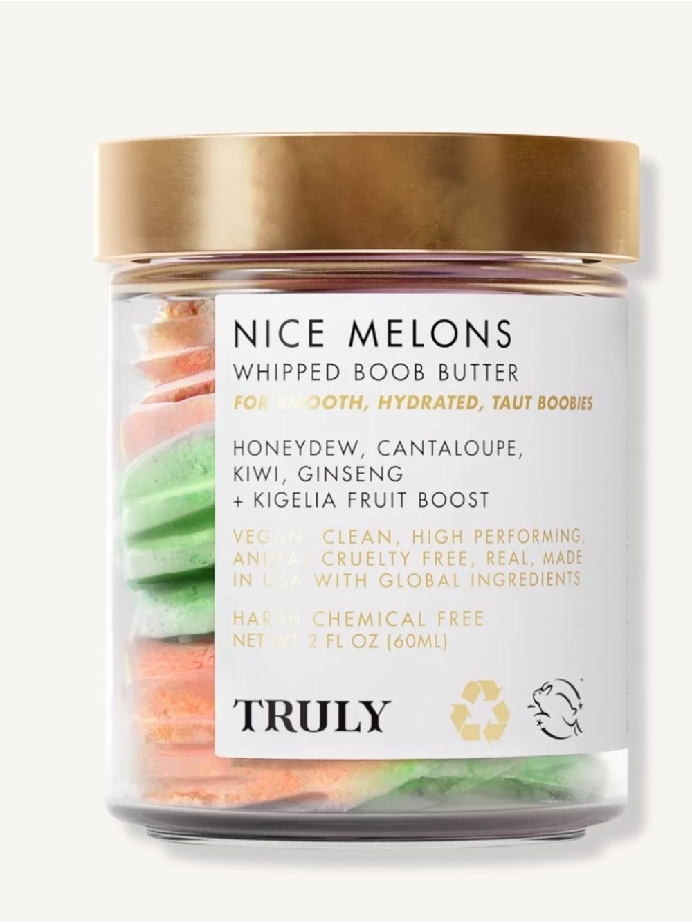 TRULY Nice Melons Whipped Boob Butter - Green & Peach Swirls